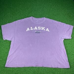 Y2K Alaska The Last Frontier Original Apparel Graphic Purple T-Shirt Sz XL